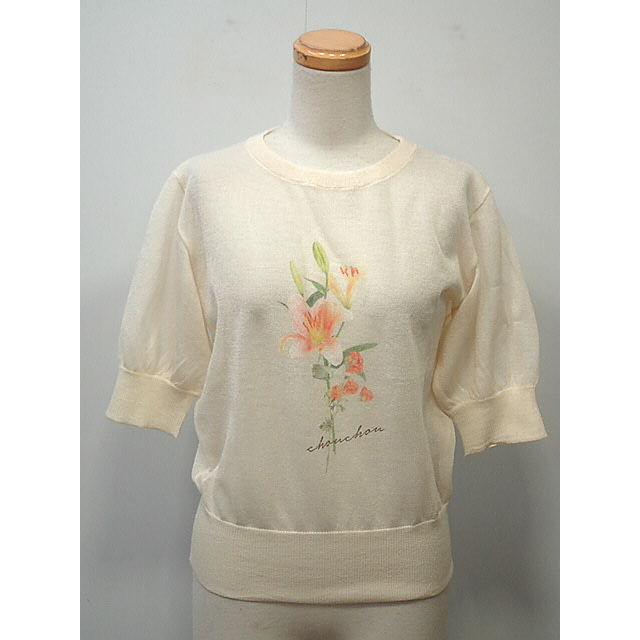 [Free shipping by mail] earth music  ecology premium label earth music  ecology premium label flower print shea knit pullover [unused] [used]