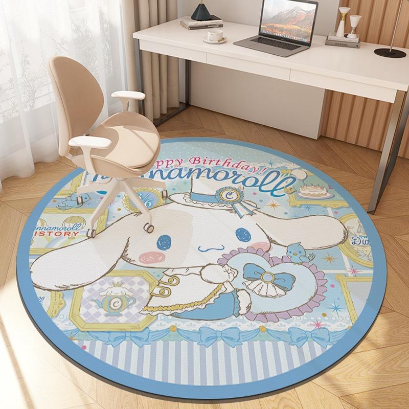  Cute Rabbit Bear Cartoon Round Carpet Living Room Bedroom Bedside Kitchen Entrance Door Mat Non-slip Girl Child Decor Rug