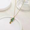 1PCS Stainless Steel Seahorse Pendant Necklace Turquoise Boho Ocean Jewelry For Women