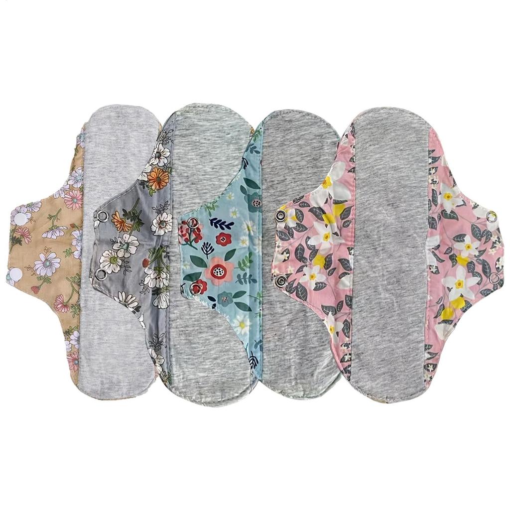 Sanitary Pads 4pcs Reusable Leak Proof Sanitary Pads Menstrual Cloth Pads Washable Breathable Cloth Menstrual Gaskets