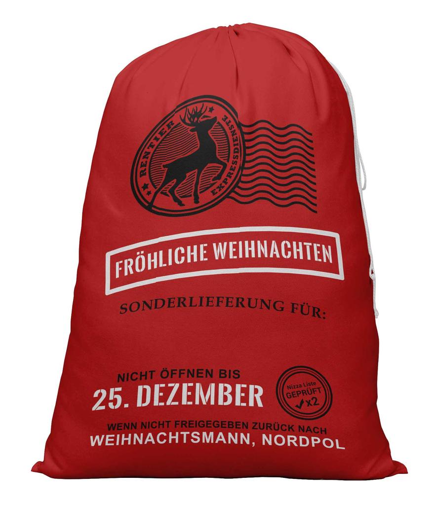 Printtoo 2 Pcs Large Santa Sacks With Drawstring Canvas Xmas Gifts Bags For Kids Christmas 27x20 Inch