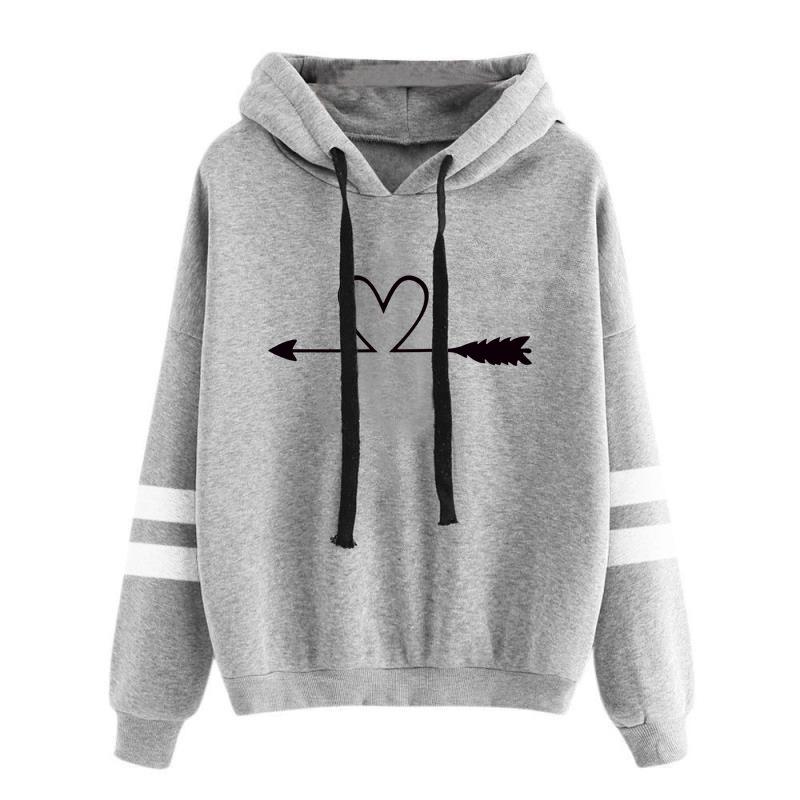 Women Pullover Hooded Sweatshirt for Autumn Ladies Pattern Print Long Sleeve Hoodies Tops