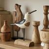 Wooden Coastal Bird Figurine Nautical Theme Bird Table Ornament with Base for Living Room Beach Home Decor