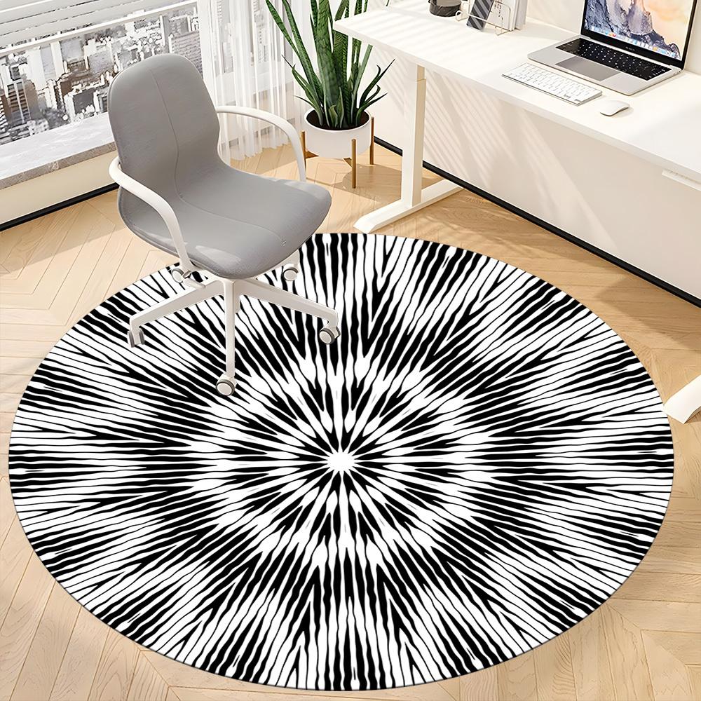 1PC Circular Pattern Chair Carpet for Office Non-Slip, Lightweight, Machine Washable Rug for Office, Sleeping, Room - Holiday Decoryy251009069