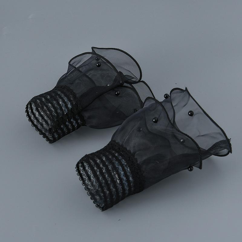 Simple Wrist Cuffs Wristband Elegant Shirt False Cuffs for Sweater Lace Detachable Sleeved Horn Cuffs Embroidery Accessories