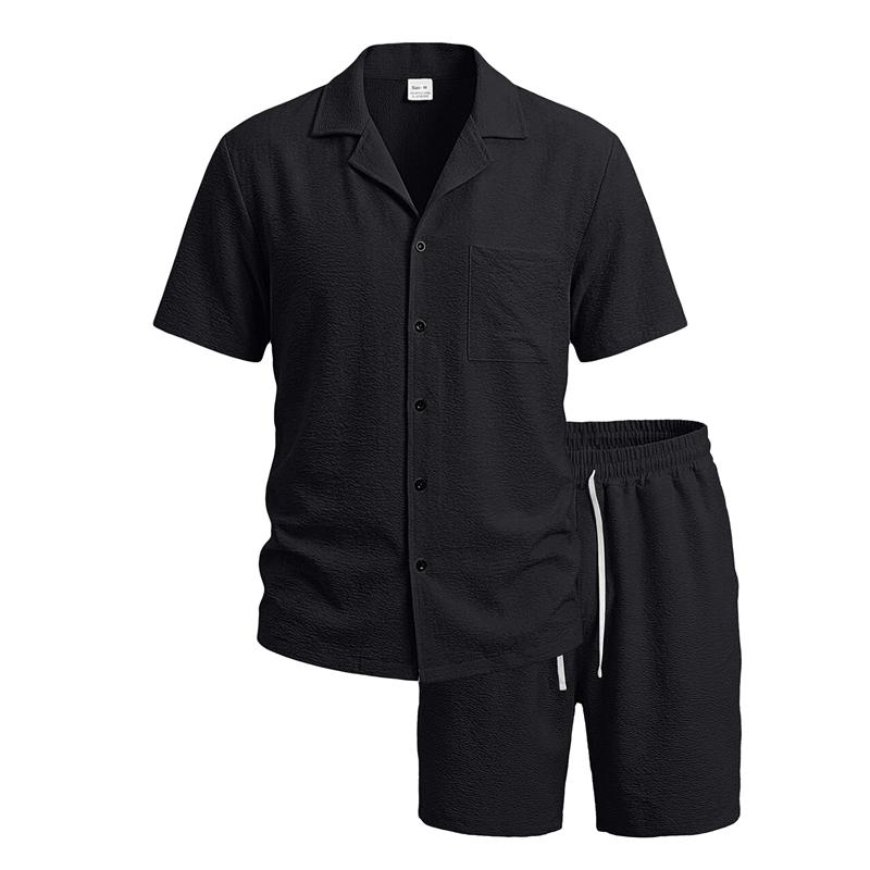 Set Camicia Estiva Uomo Casual Outdoor Tuta 2 Pezzi Ehome Abbigliamento Pigiama Comodo Traspirante Spiaggia Manica Corta Set