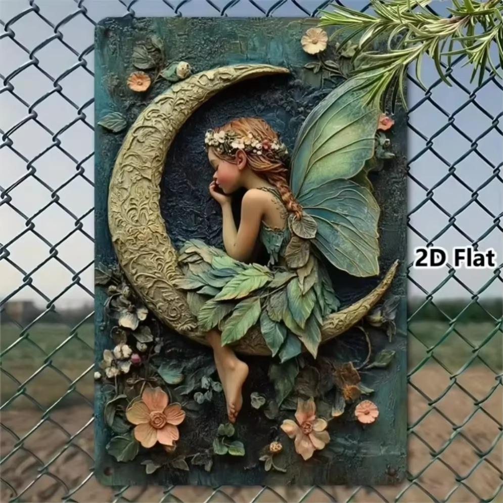 Fairy Theme Tin Plates – Retro Fantasy Wall Art | Enchanting Decor for Homes Bars & Dreamy Spaces