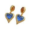 Real Gold-plated Hand-fired Lava Glazed Love Pendant Earrings, Macaron Candy-colored Earrings 925 Earrings.
