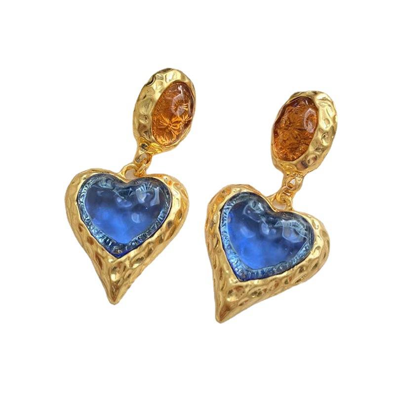Real Gold-plated Hand-fired Lava Glazed Love Pendant Earrings, Macaron Candy-colored Earrings 925 Earrings.
