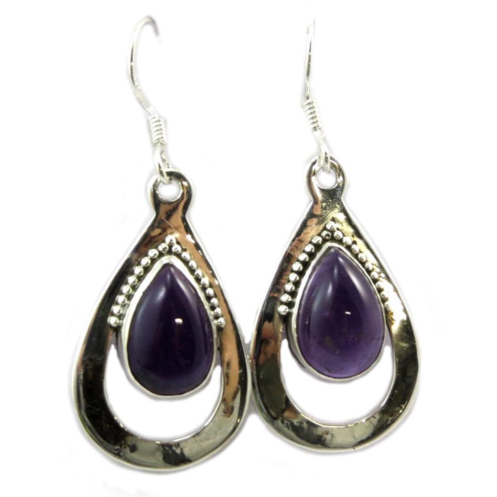 Les Trésors De Lily [P7091] - Silver 'Heaven' Silver Amethyst Earrings - 23x16 Mm