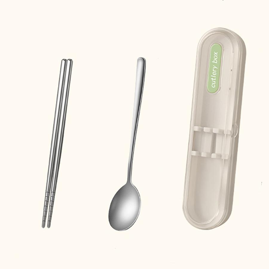 

Portable Cutlery Set Travel Camping Stainless Steel Chopsticks Spoon with Storage Case Student Office Worker Tableware Set белый