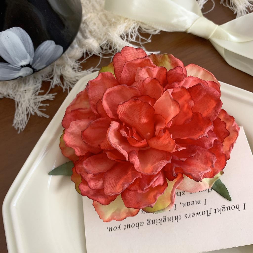 1pc women's artificial peony camellia flower hairpin, large resort style duckbill clip flower side clip hair ornament headdress