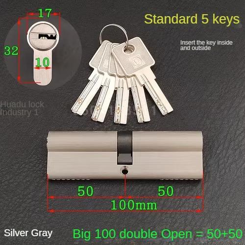 5pcs Keys Lock Cylinder,Door Cylinder 50-120mm Biased Lock Cylinder Double-side Lock Core Anti-Theft Entrance Brass Door Lock