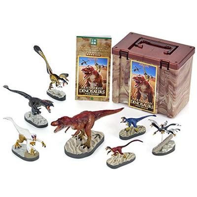 Calorata Feathered Dinosaur 3D Encyclopedia Includes Manual and Realistic Figure Educational Food Sanitation Law Gift Figures, (7 Dinosaurs, Stand),