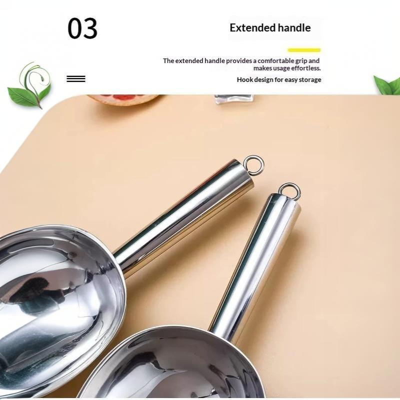 Stainless Steel Ice Scoops Food Grade Material Thickened Handle Ice Cube Scoop For Home Bar Restaurant Daily Use