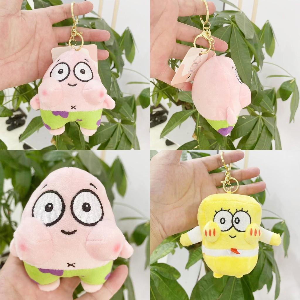Soft Short Plush Spongebob And Patrick Star Figurine Keychain With Cute Design