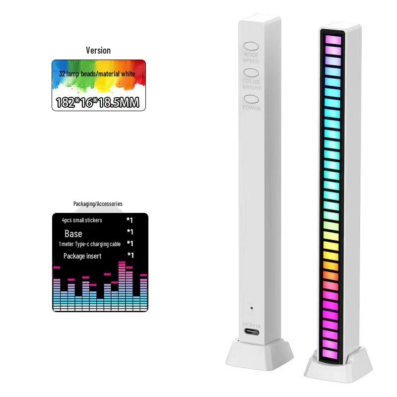 3D RGB Sound-Activated Rhythm Light: Double-Sided, Bluetooth-Controlled Strip for Desktop, Car, or Room Atmosphere.
