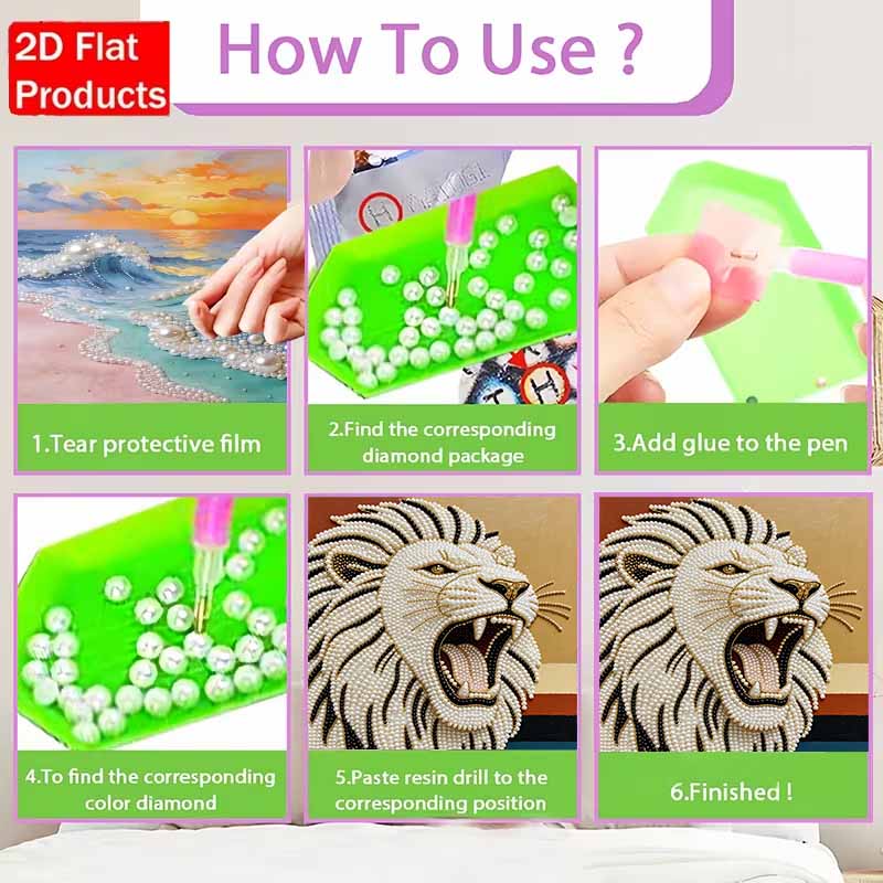 Pearl Painting Art Painting Kit for Adults and Beginners, Majestic Lion Head Sparkling Painting Craft Home Wall Decor Handmade Gift