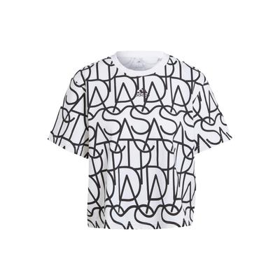 Allover Graphic Boyfriend Tee Women Tops Black IC5710