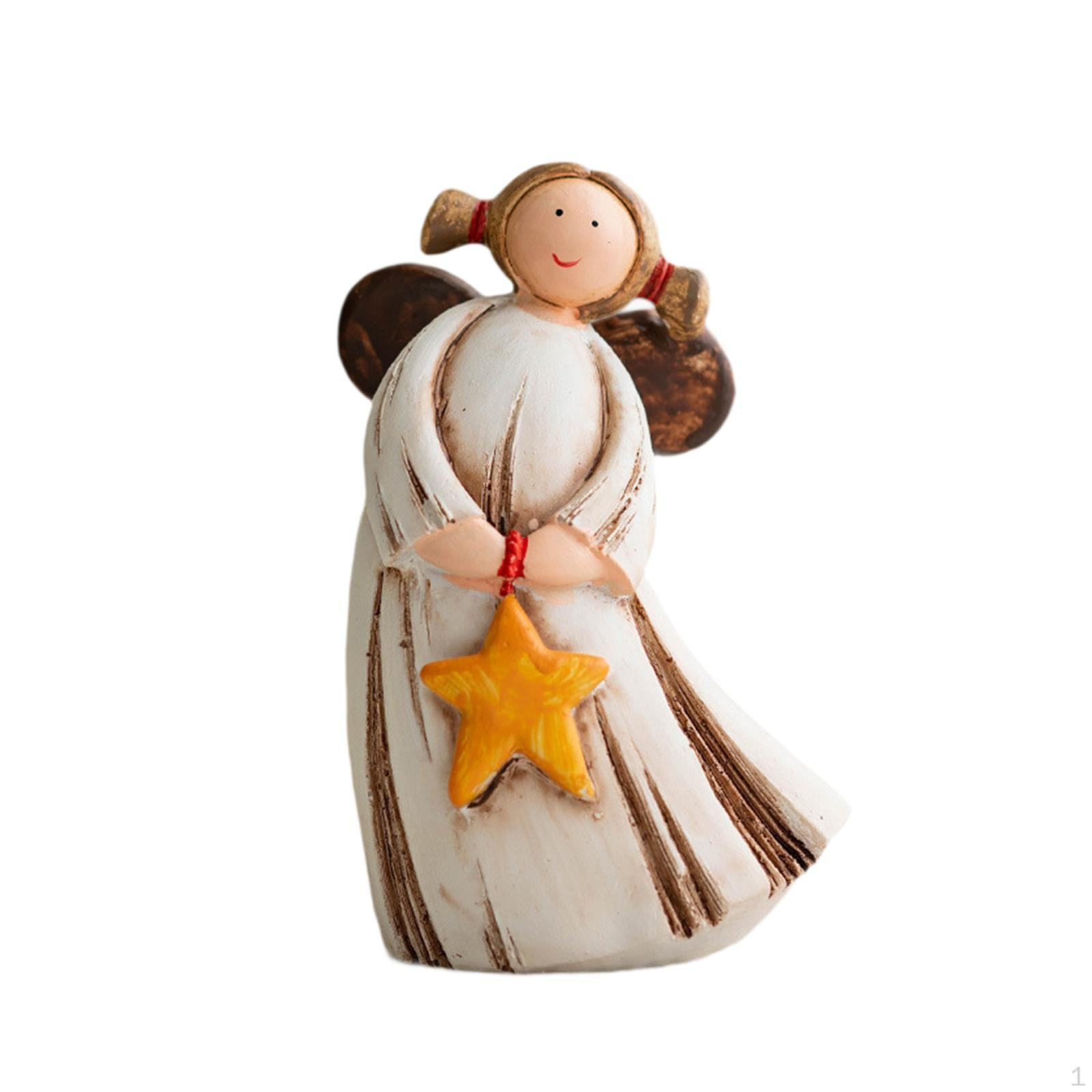 Angel Statue Desktop Ornament Collection Rustic Creative Girl Sculpture Resin Figurine for L_Star