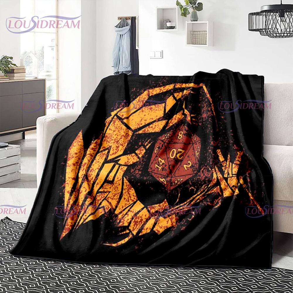 Buntes Geometrie-Muster, Klimaanlage, Flanelldecke, Bürozimmer, warm und bequem, Sofa, D20, Würfel-bedruckte Decke, Geschenk