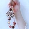 1Pcs Cute Phone Lanyard,Vintage Plaid Bow Beaded Chain for Phone Decor, Keychain for Purse Car Keys, Winter Autumn Charm Gift