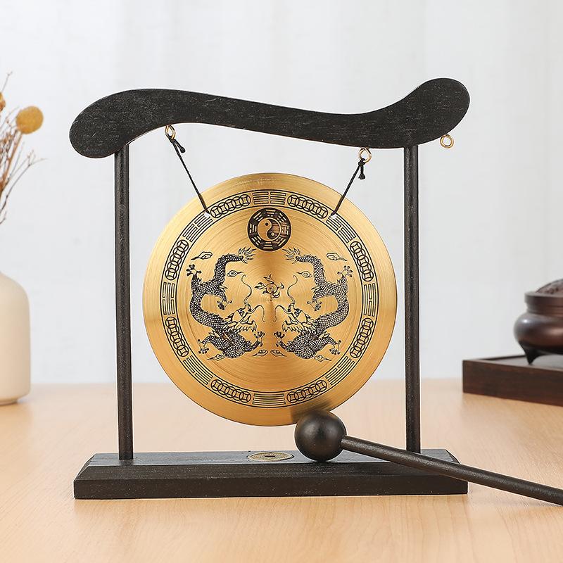 Bagua Hundred Longevity Alloy Gong Wind Chime Ornament Home Decor Crafts Desktop Ornament For Office Living Room