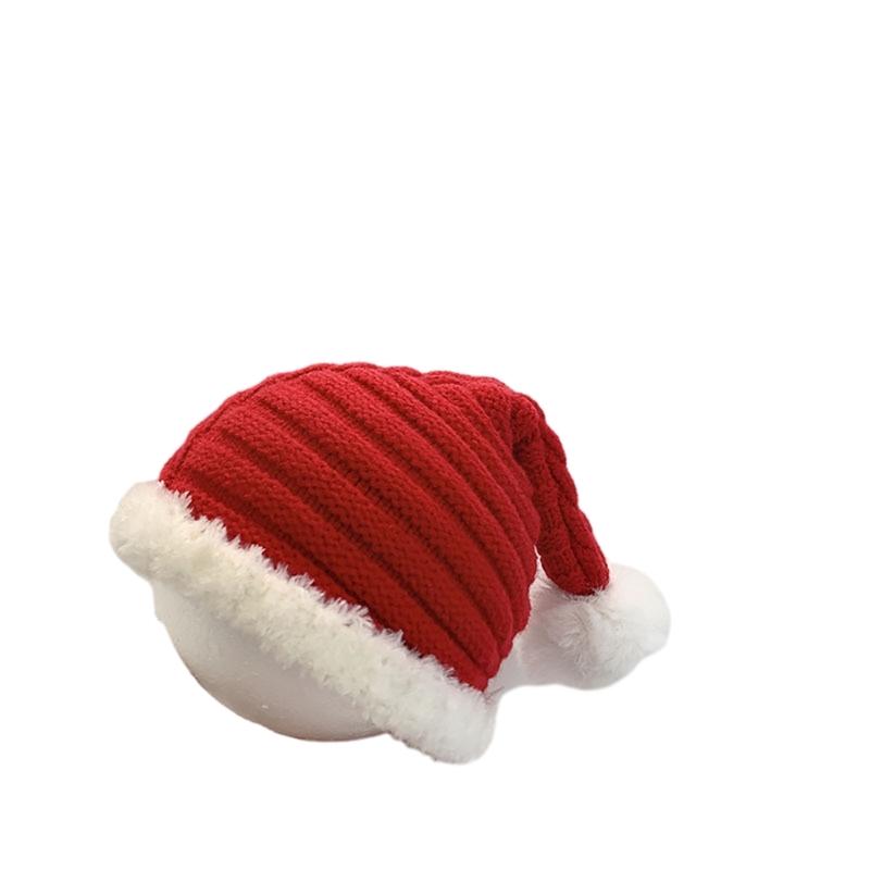 Stylish Knitted Santa Hat Cute Christmas Beanie for Children Soft & Comfortable Winter Headwear Lightweight Hat Wools