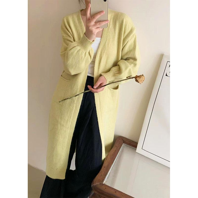 Spring and Autumn Women's Sweater Cardigan Tops Lazy Soft Knit Cardigan Jacket Medium Long Loose Sweater