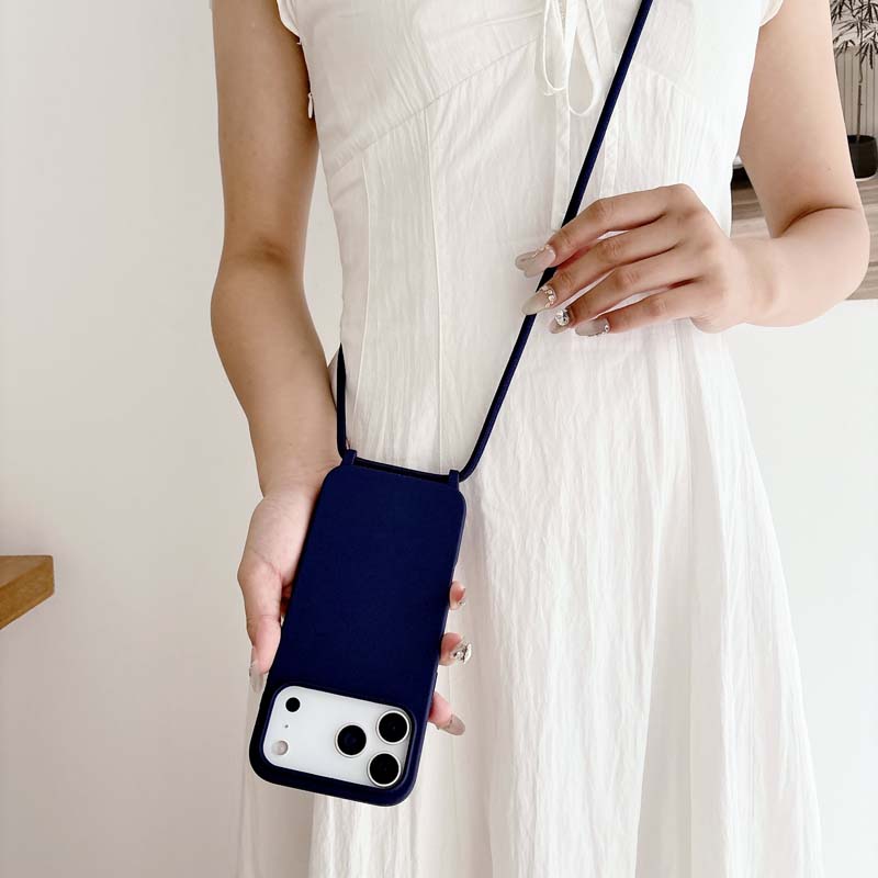 Husă de telefon cu șnur de lux pentru IPhone 17 Air 16 15 14 13 12 Pro Max Plus 16E, Culoare bomboană, Carcasă moale din silicon TPU