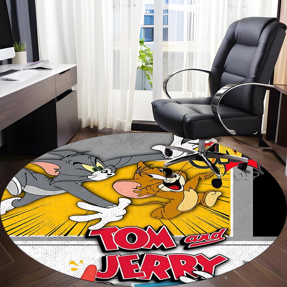 1 Stück Tom und Jerry Büro Runder Teppich, Unter Bürostühlen Schlafzimmer Wohnzimmer Heimdekoration, Raumdeko, In Verschiedenen Größen Erhältlich
