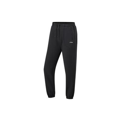 Running Series Solid Color Cuffed Fleece Knit Sports Pants Women Bottoms Black AYKT610-1