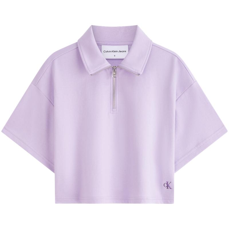 CALVIN KLEIN Cool Feel American Sporty Casual Half-Zip Collared Outdoor Cropped Sweatshirt Women J223904 XS