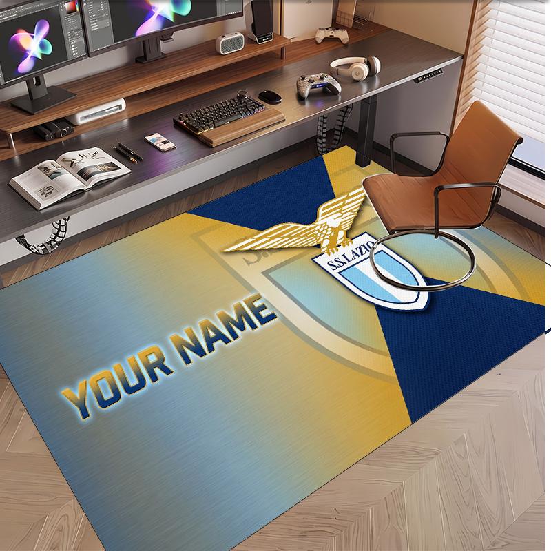 Personalized Crystal Velvet Carpet Lazio FC Pattern Non Slip Floor Rug
