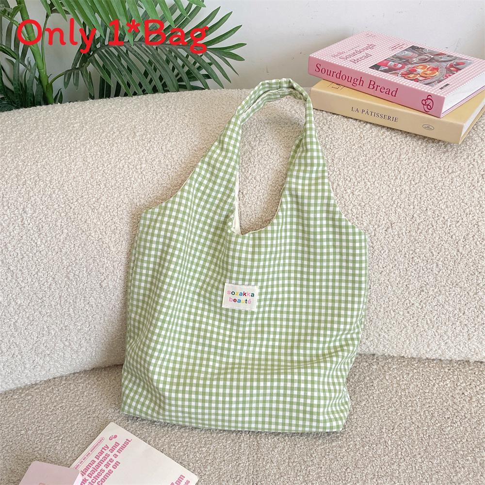Casual Polyester Tartan Shoulder Bag With Inner Zipper Pocket For Daily Use