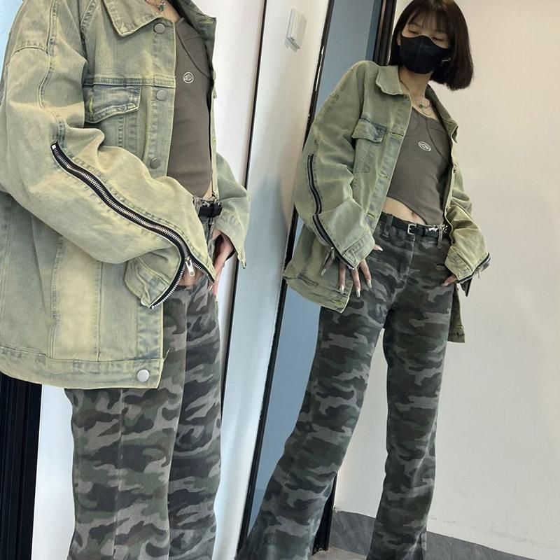 Džínová bunda Dámská nadměrná velikost Bunda na zip s volným knoflíkem Dámská Pohodlná Sportovní Kabát