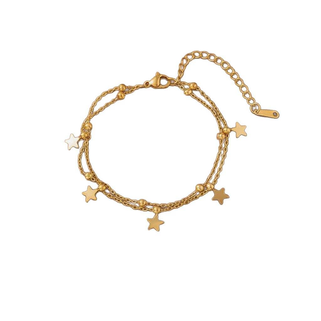 Stainless steel simple star-shaped bracelet fashionable woman double-layer bracelet trendy gift for wedding parties