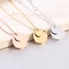 European 18K Gold Round Pendant Necklace - 18MM/10MM Stainless Steel Clavicle Chain for Women