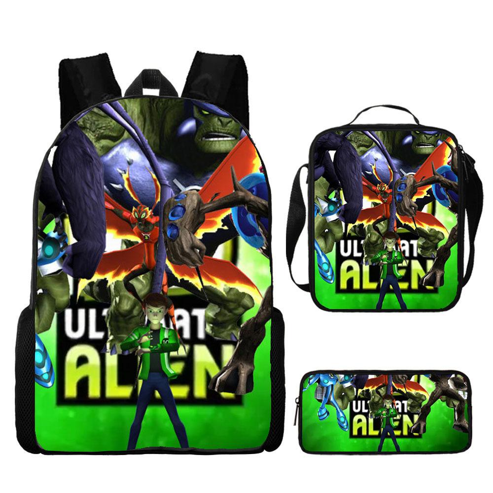 Less Hacker Backpack Ben 10 Student School Bag Anime Cartoon Backpack Lunch Bag Satchel Pencil Case