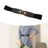Stretch Waist Chain Oversized Flower Buckles PU Belt for Women Proms Stage and Club Party Casual Wear Elaborate Jewelry