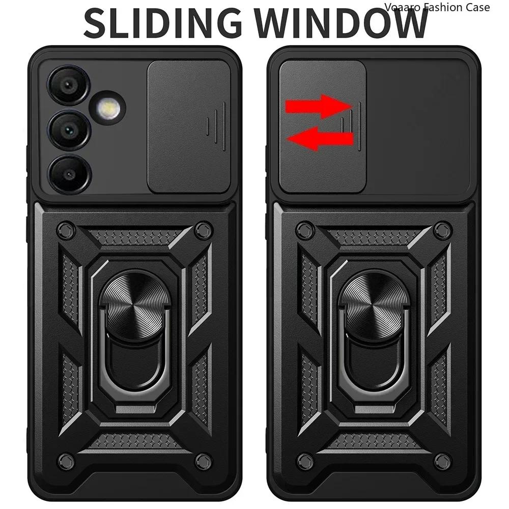 Magnetic Ring Armor funda for Samsung Galaxy S24 FE Case for Samsung S24 Ultra M15 F15 M55 A15 A55 A35 M54 Case slide Lens Cover