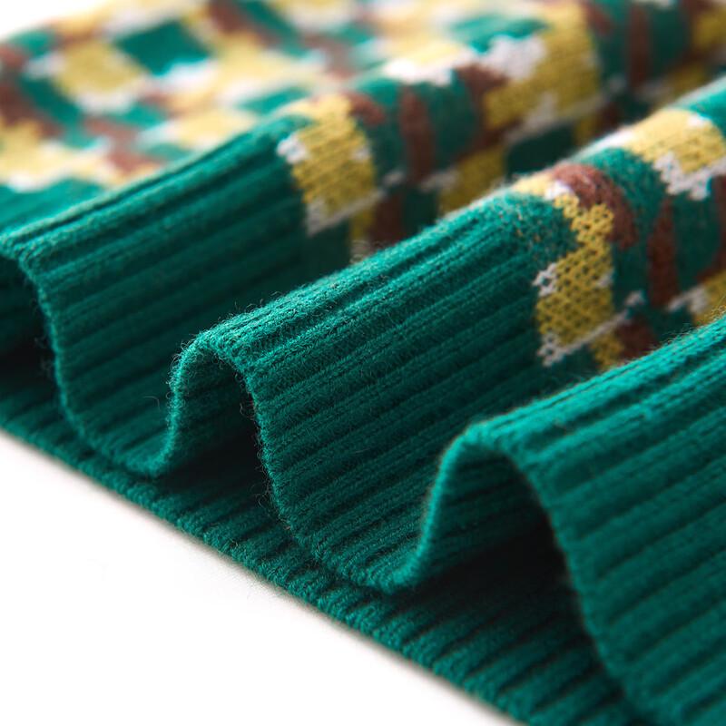 Barns jacquardtröja i ren ull med färgblock