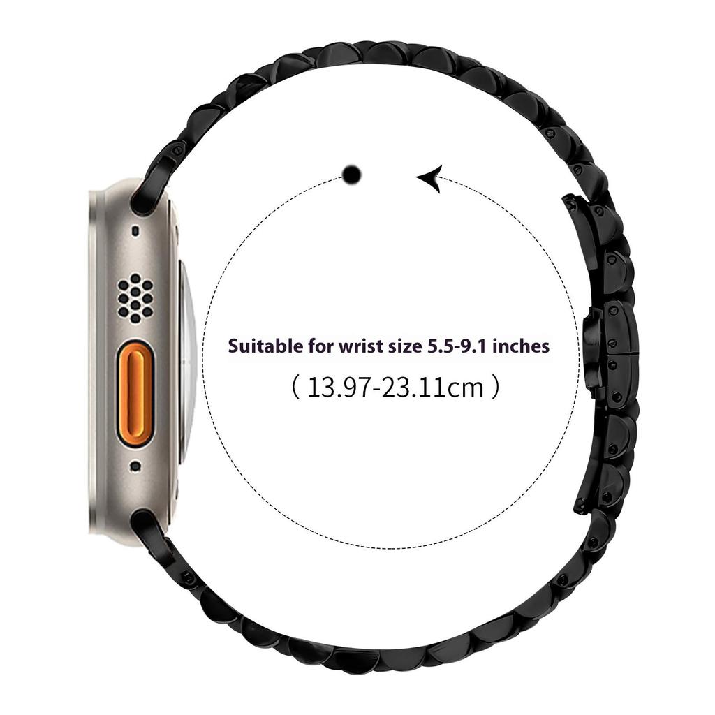 Metal Watch Band for Apple Watch Series 10 9 8 7 SE 6 5 4 3 2 1 42mm 41mm 40mm 38mm Replacement Strap with Butterfly Clasp