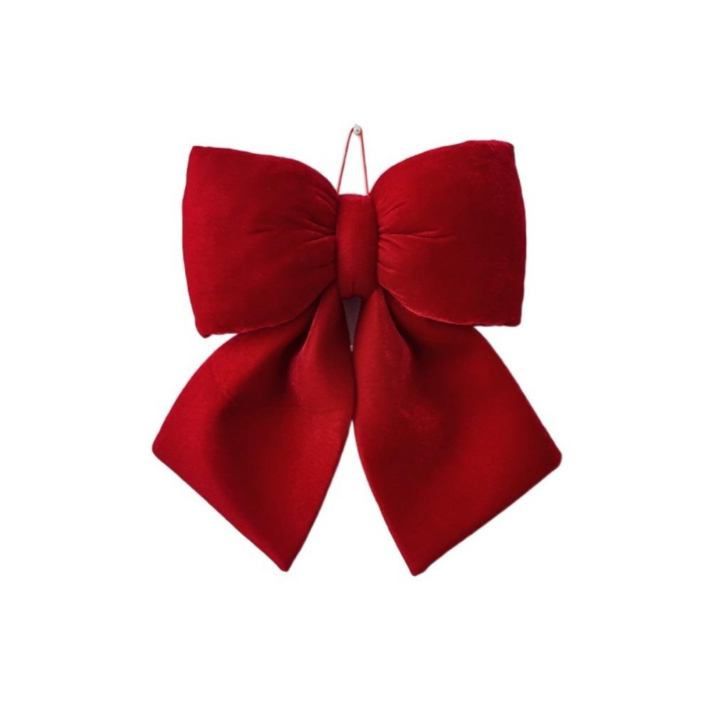 Vintage Christmas Red Bowknot Pendant Flannelette Bowknot Hanging Pendant  Christmas Party Supplies