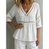 BITCED Women's Fashion Casual V-Neck 3/4 Sleeves Blouses & Shirts