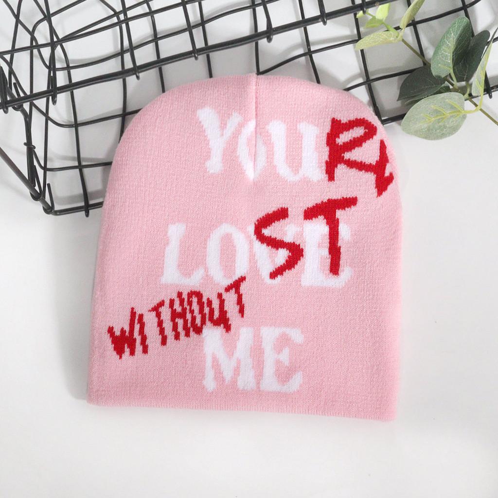 Knit Hat With Alphabet Pattern For Fall Winter Warmth Unisex Street Style