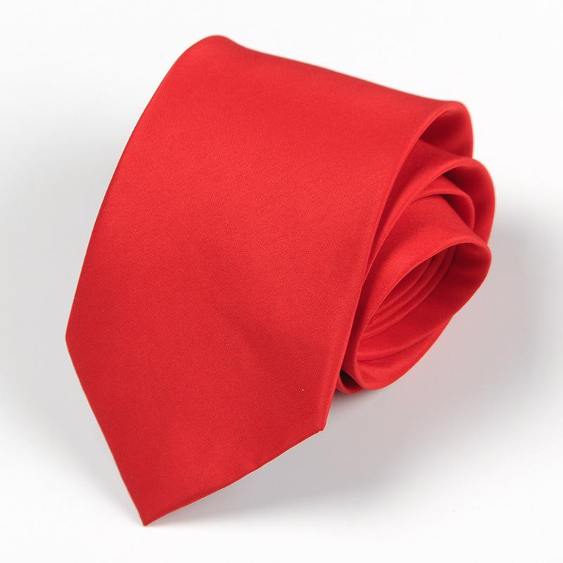 Men's Business Formal Handmade Solid Black 8cm Tie, Professional Attire, Red Wedding Tie