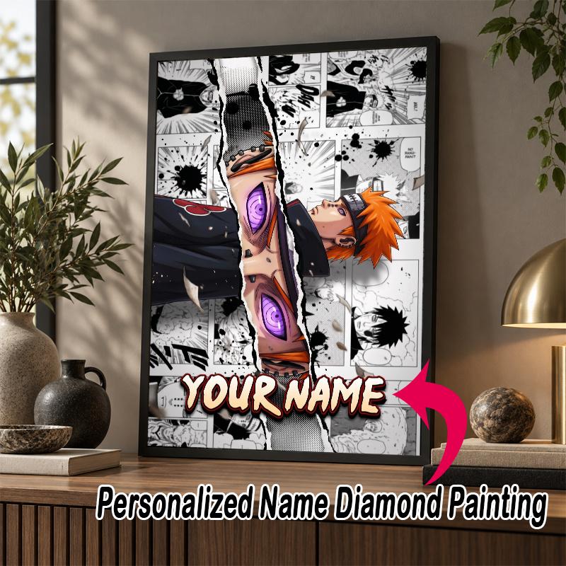 Personalized Akatsuki Naruto Diamond Art Custom Name 5D Diamond Painting Full Drill DIY Craft