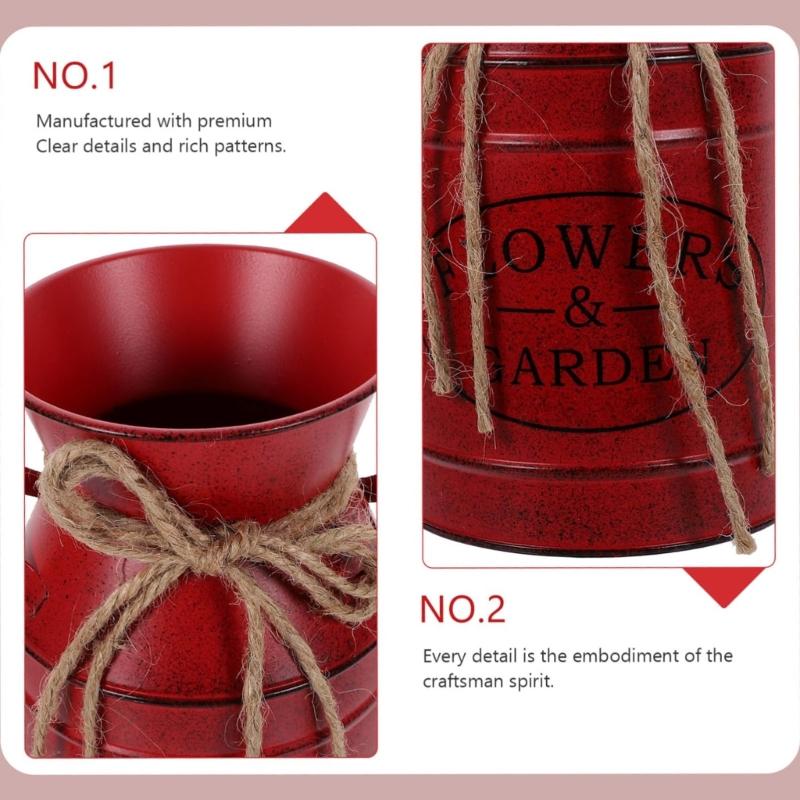 Shabby Chic Metal Flower Vases Farmhouse Decors Antique Milk Can Jugs Pitcher Storage Container For Bathroom Kitchen