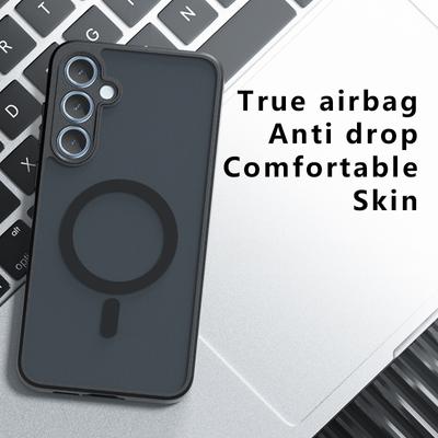 Pro Samsung Galaxy A55 5G Magnetické pouzdro TPU+PC Armor Ochranný kryt na telefon Odolný proti otiskům prstů